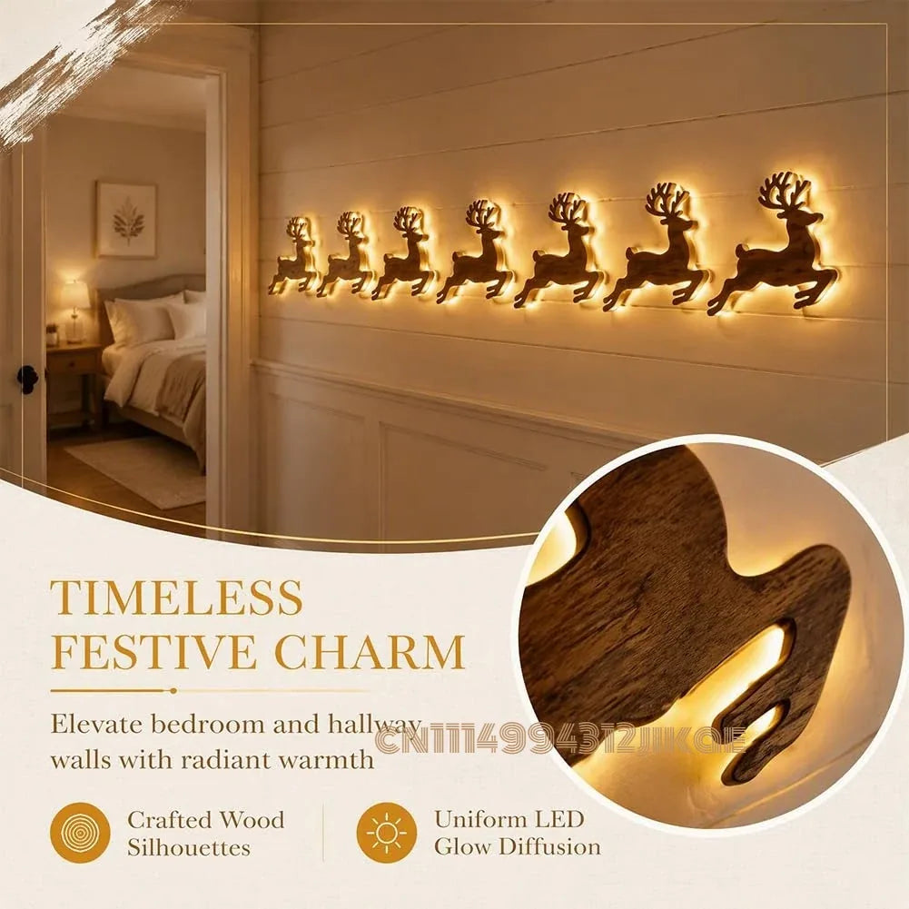 Lighted Santa Sleigh Wall Silhouette