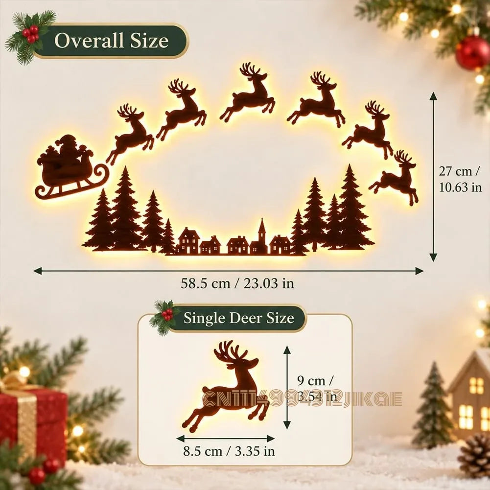 Lighted Santa Sleigh Wall Silhouette